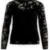 Lace Top Women Long Sleeve Vila Vistasia Black Blouse