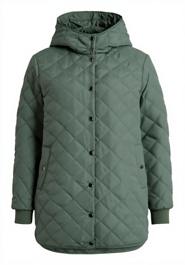 Vila Vitate Hooded Jacket Womens Quilted Coat Button Front