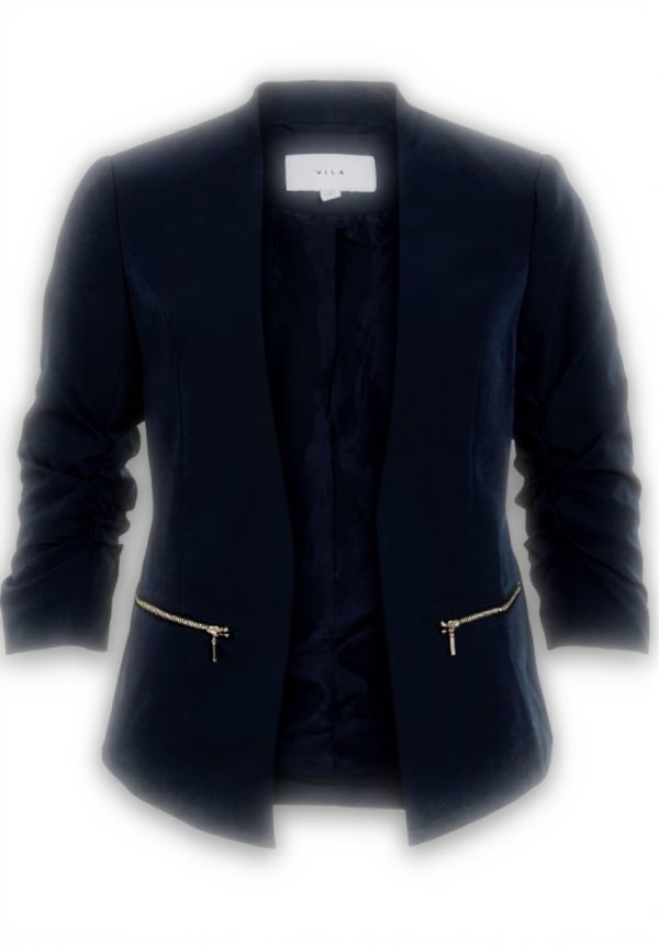 Vila Womens Blazer 34 Sleeves Polyester Blazer Blue