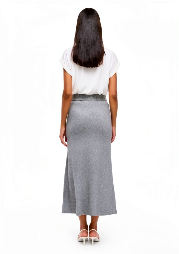 Gonna maxi maglia fascia elastica donna Melange Grigio Medio-3