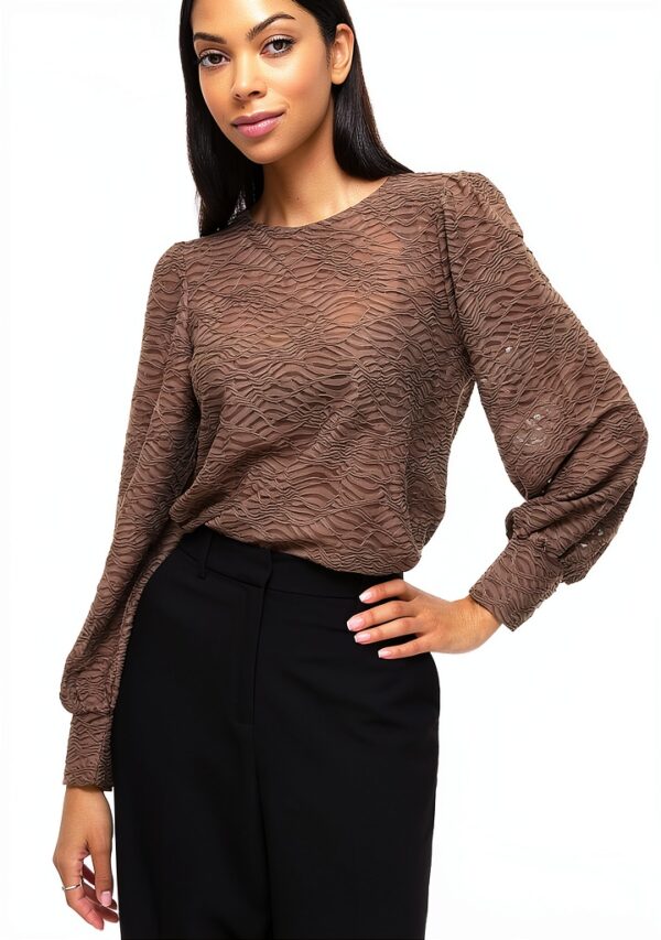 Vila Top Donna Girocollo Maniche Palloncino Normale-4