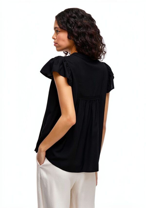 VILA Top Donna Design Elegante Pizzo Nero Taglie 34 36 38-3