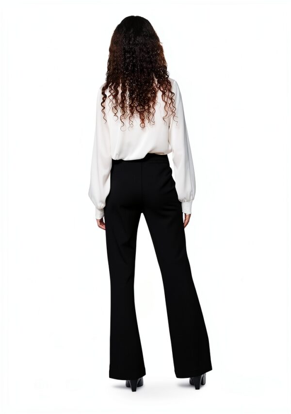 Pantaloni donna Bestseller vita alta svasati nero-2