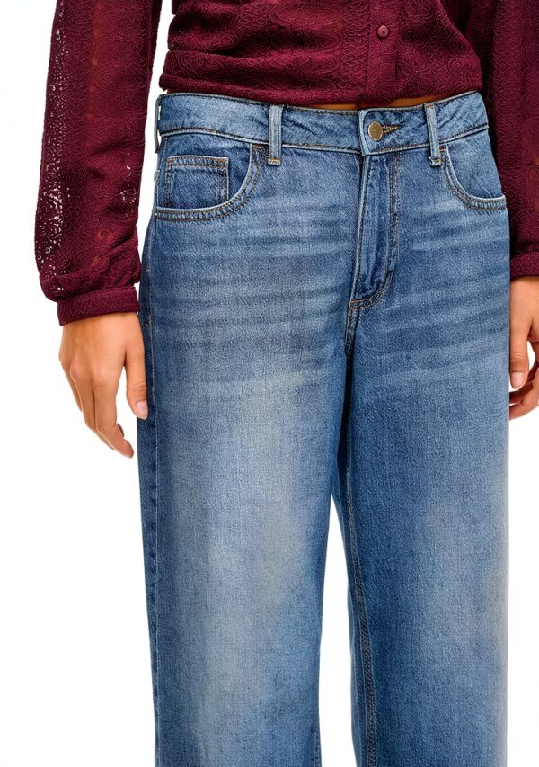 Vila Jeans Donna Gamba Larga Media Blu Denim-5