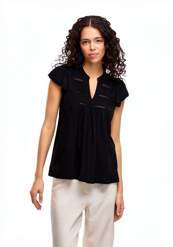 VILA Top Donna Design Elegante Pizzo Nero Taglie 34 36 38-2