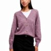 Vila Cardigan Donna Bottoni Scollo V Maniche Palloncino-1