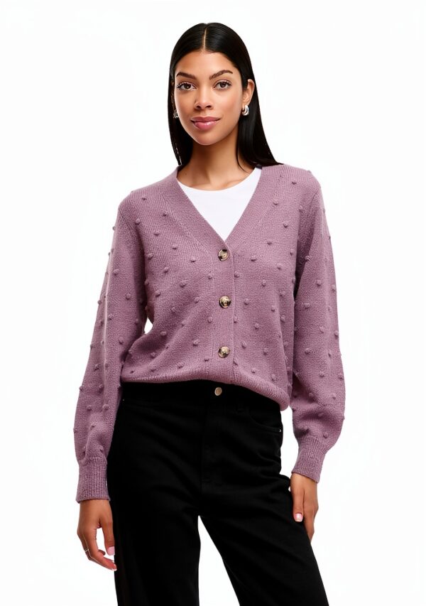 Vila Cardigan Donna Bottoni Scollo V Maniche Palloncino-1