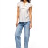 Top Donna VILA Design Elegante Pizzo Bianco Comfort-5