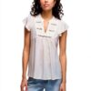 Top Donna VILA Design Elegante Pizzo Bianco Comfort-1