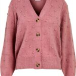 Vila Cardigan Donna Bottoni Scollo V Maniche Palloncino-0
