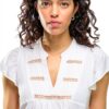Top Donna VILA Design Elegante Pizzo Bianco Comfort-2