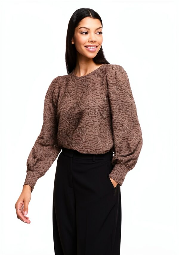 Vila Top Donna Girocollo Maniche Palloncino Normale-1