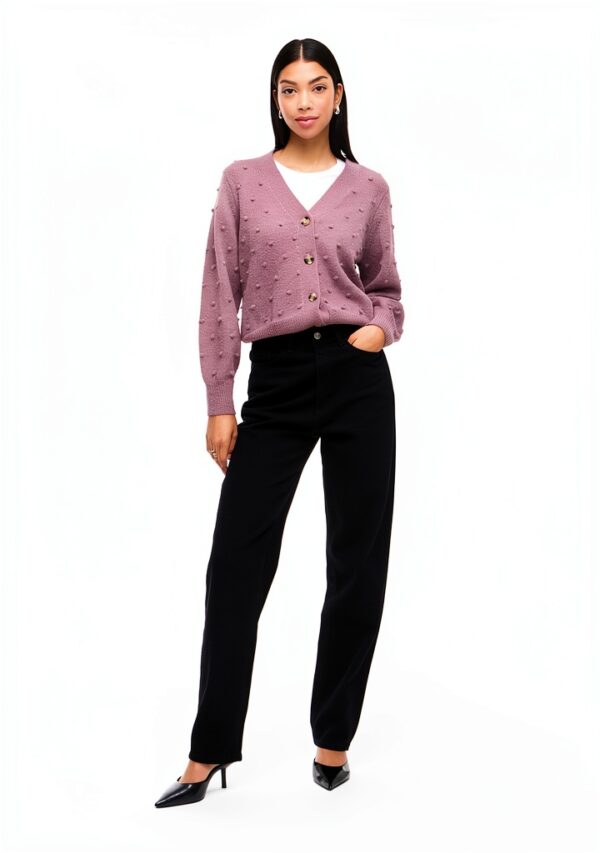 Vila Cardigan Donna Bottoni Scollo V Maniche Palloncino-2