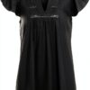 VILA Top Donna Design Elegante Pizzo Nero Taglie 34 36 38-0