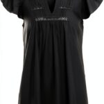 VILA Top Donna Design Elegante Pizzo Nero Taglie 34 36 38-0