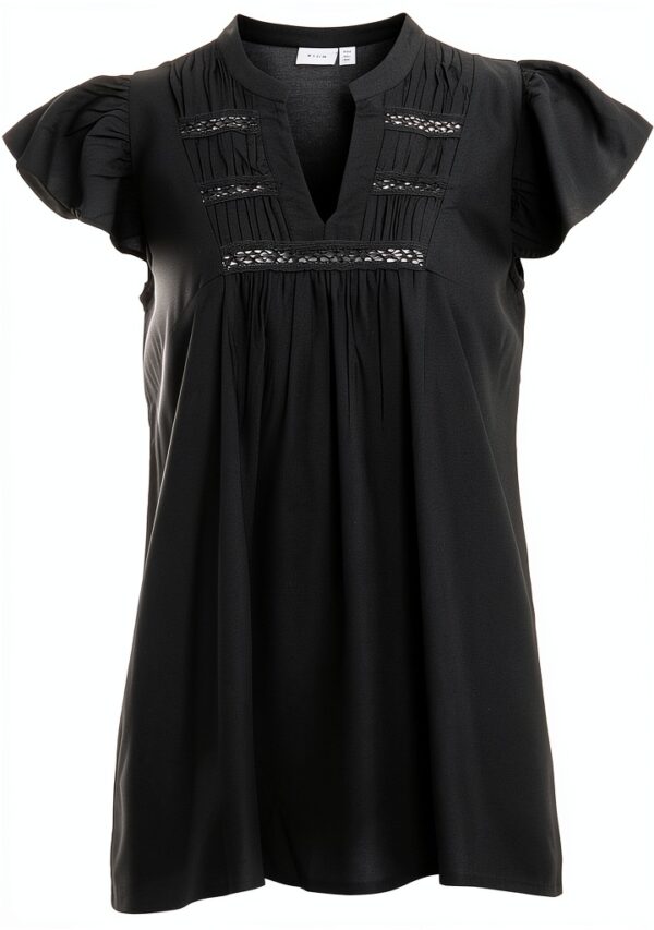 VILA Top Donna Design Elegante Pizzo Nero Taglie 34 36 38-0