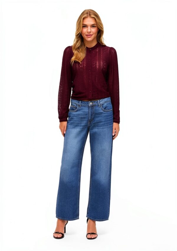 Vila Jeans Donna Gamba Larga Media Blu Denim-4