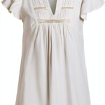 Top Donna VILA Design Elegante Pizzo Bianco Comfort-0