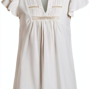 Top Donna VILA Design Elegante Pizzo Bianco Comfort-0