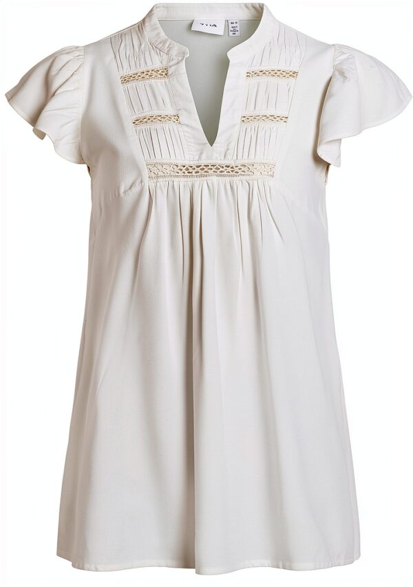 Top Donna VILA Design Elegante Pizzo Bianco Comfort-0