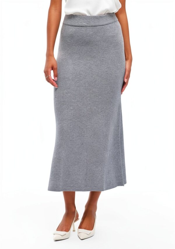 Gonna maxi maglia fascia elastica donna Melange Grigio Medio-1