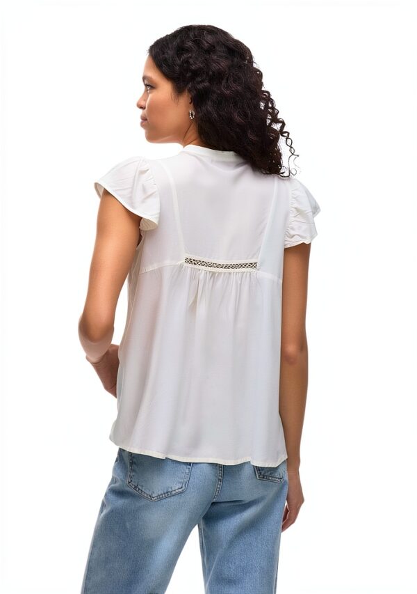 Top Donna VILA Design Elegante Pizzo Bianco Comfort-4