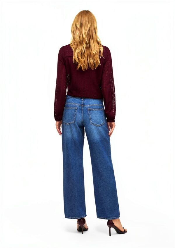 Vila Jeans Donna Gamba Larga Media Blu Denim-3