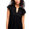 VILA Top Donna Design Elegante Pizzo Nero Taglie 34 36 38-6