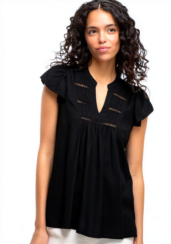 VILA Top Donna Design Elegante Pizzo Nero Taglie 34 36 38-6