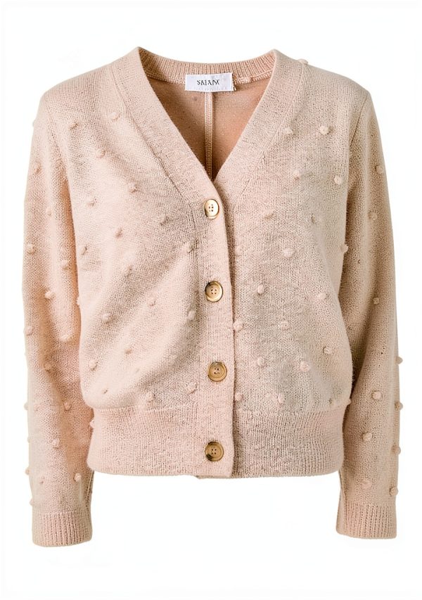 Cardigan Donna Vila Vituli V-Neck Lavorato a Maglia Betulla