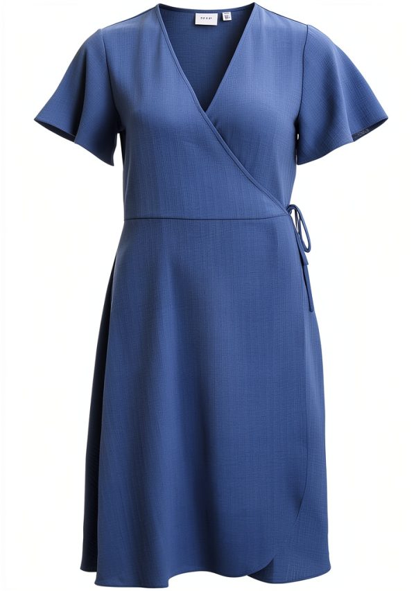 Vila Abito Donna Midi Wrap Verde Olio Coronet Blue