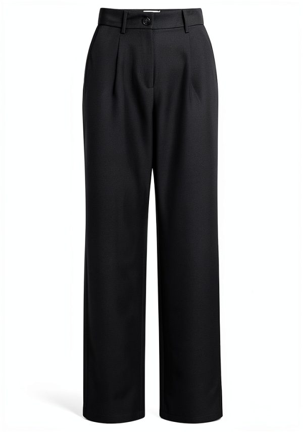 Vila Pantaloni Larghi Donna Vita Alta Pieghettati Nero