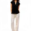 VILA Top Donna Design Elegante Pizzo Nero Taglie 34 36 38-4