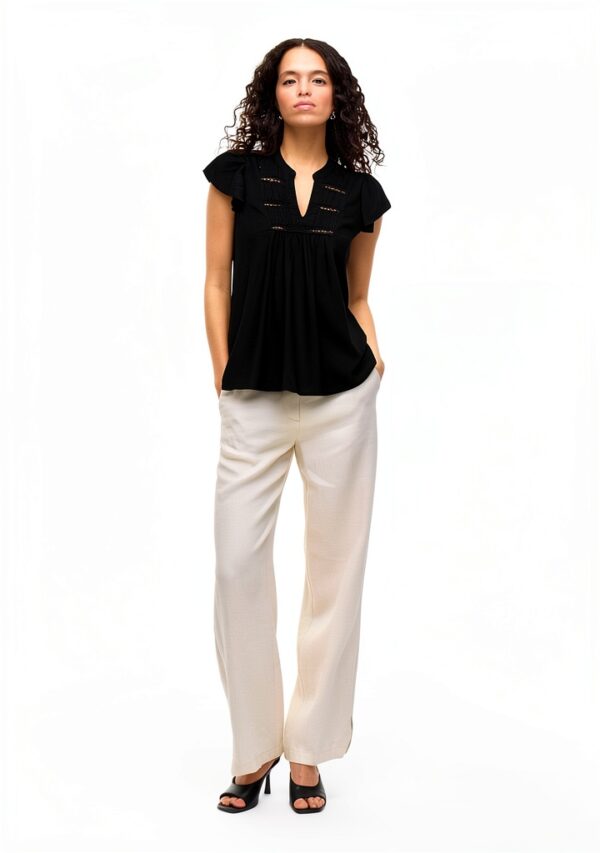 VILA Top Donna Design Elegante Pizzo Nero Taglie 34 36 38-4