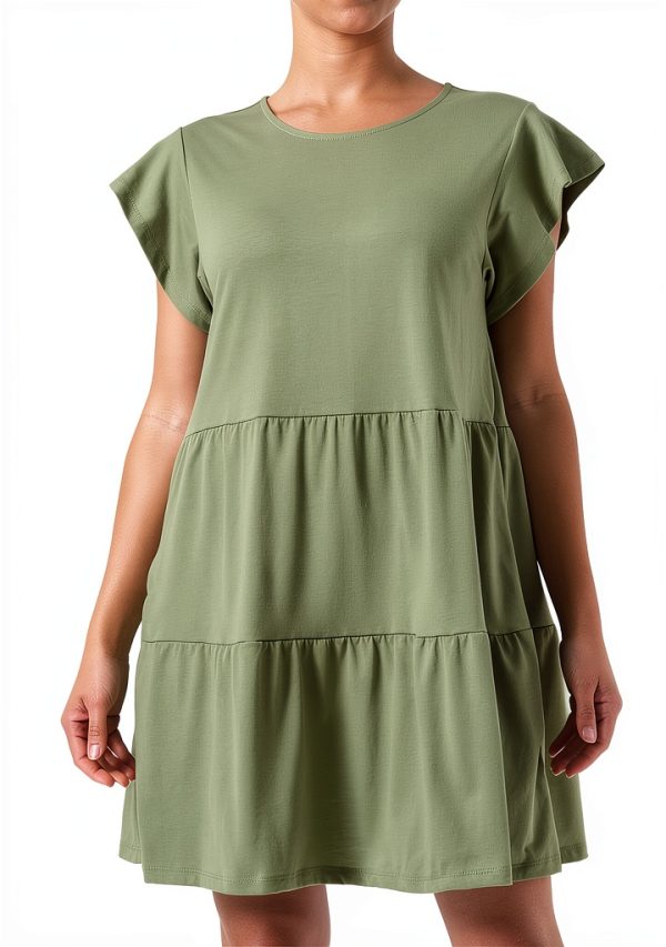 Vila Vestito Donna Bestseller Verde Olio Casual Maniche