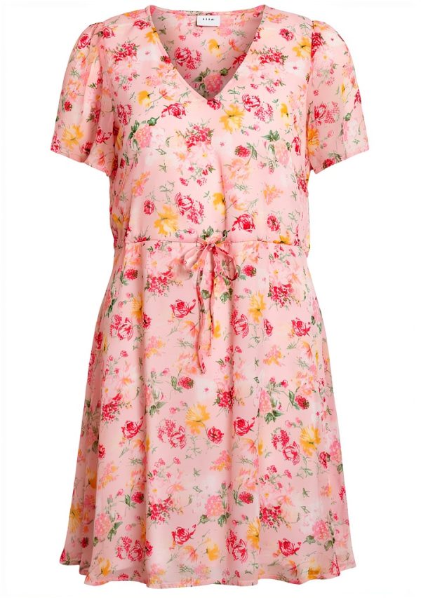 Abito corto Vila scollo a V donna misty rose leggero casual