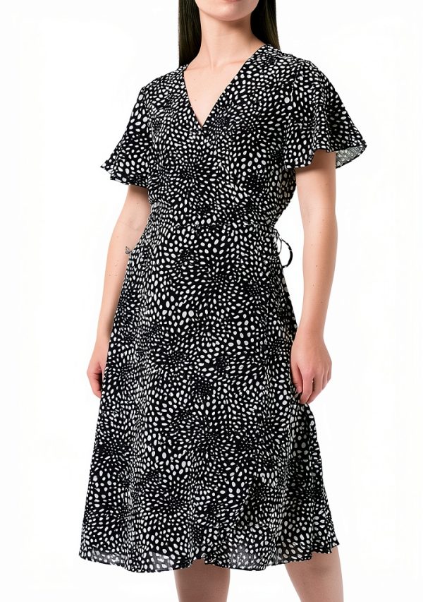 Vila Abito Donna Wrap Maniche Corte Poliestere Riciclato