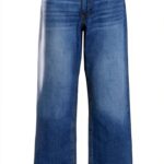 Vila Jeans Donna Gamba Larga Media Blu Denim-0