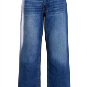 Vila Jeans Donna Gamba Larga Media Blu Denim-0