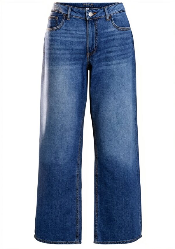 Vila Jeans Donna Gamba Larga Media Blu Denim-0
