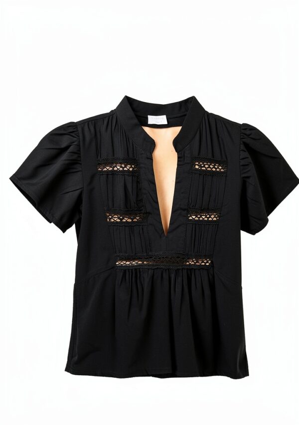 VILA Top Donna Design Elegante Pizzo Nero Taglie 34 36 38-5