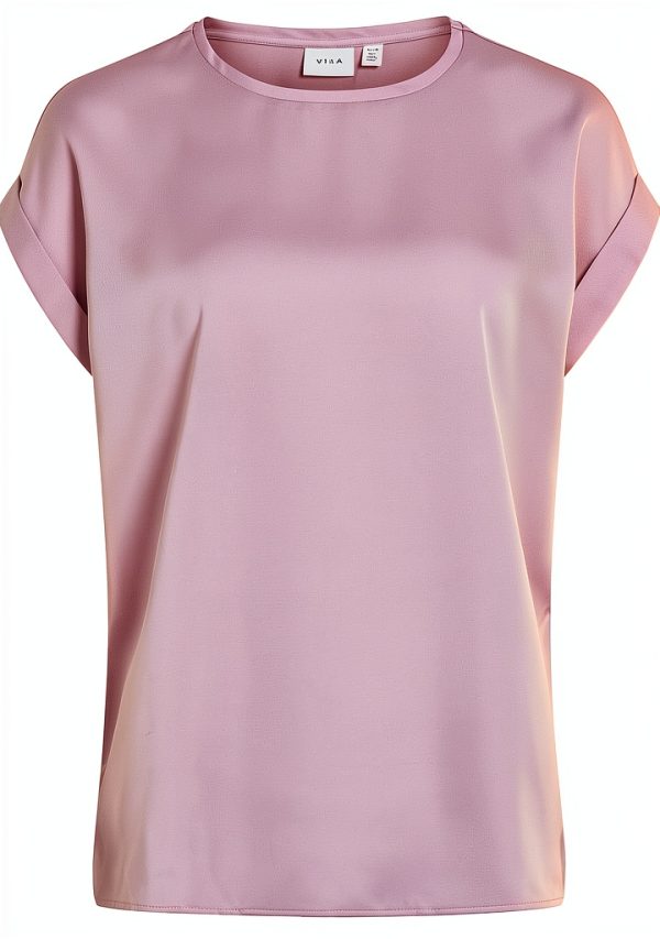 Vila Viellette T-shirt Donna Satin Top Noos Rosa Blu Menta