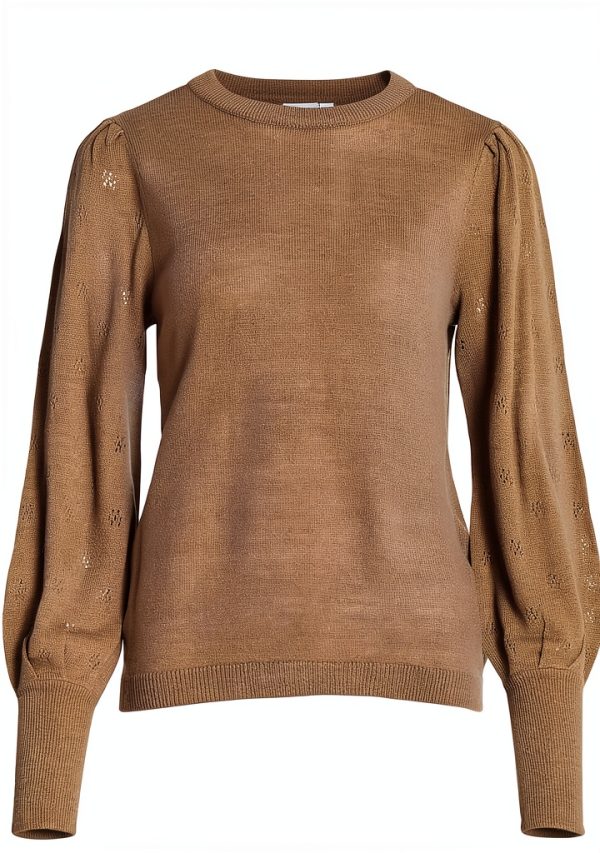 Maglione donna Vila girocollo maglia maniche lunghe fossile