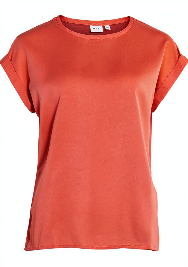 Vila T-shirt Donna Satin Top Noos Rosa Corallo Menta