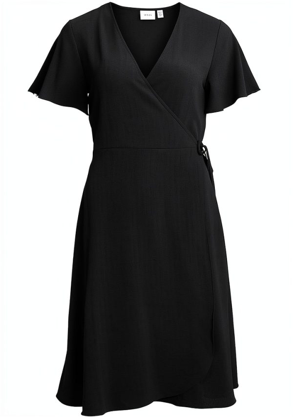 Vila Wrap Dress Donna Abito Avvolgente Sostenibile Nero