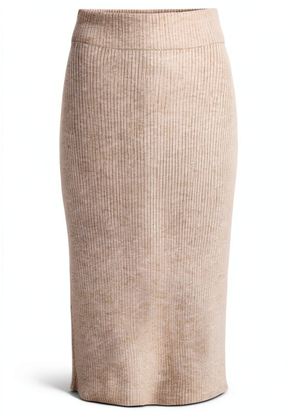 Vila Gonna Matita Lavorata a Maglia Vita Alta Colori Gomma