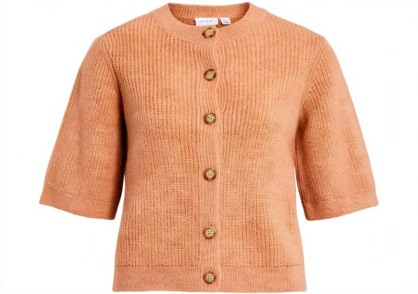 Cardigan donna Vila maglia maniche corte naturale melange