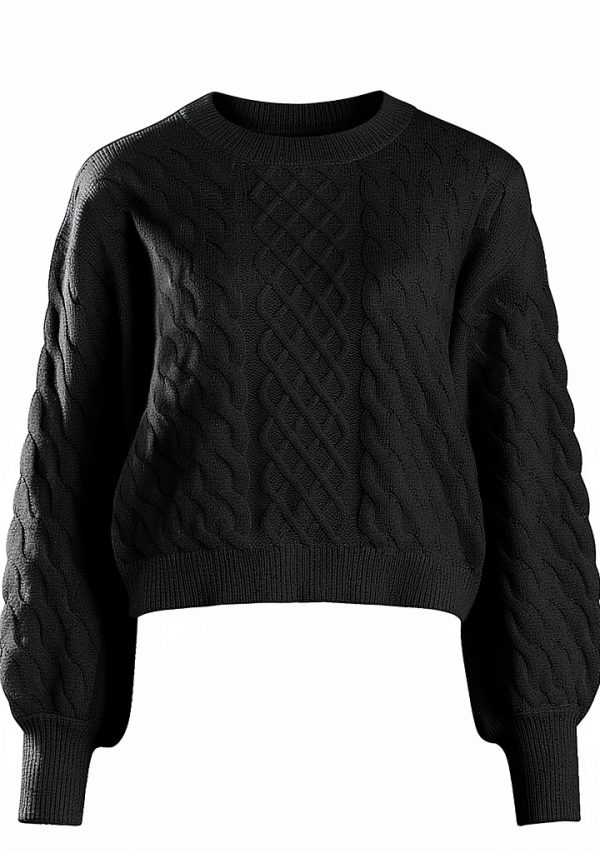 Maglione donna VILA colletto costine spalle sovrapposte nero