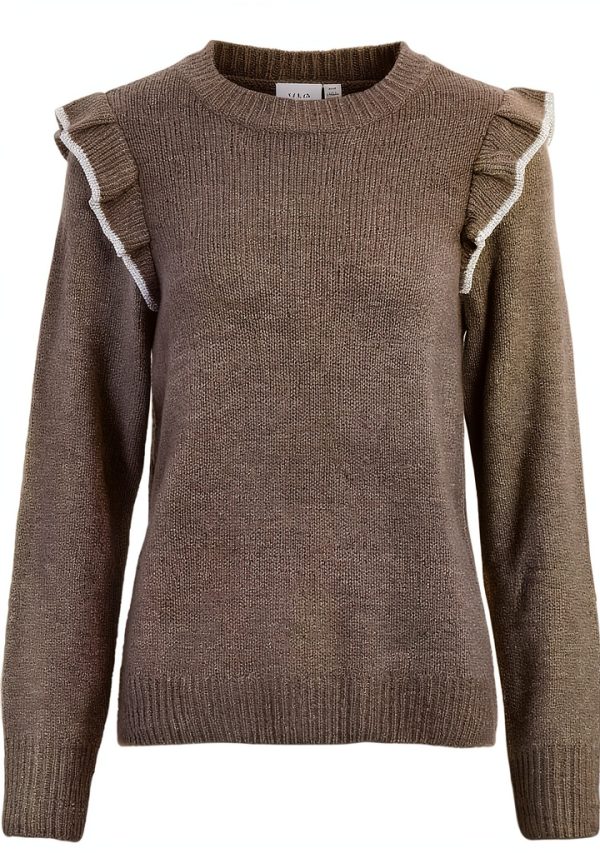 Vila Maglione Donna Collo Tondo Lavorato a Maglia Grigio