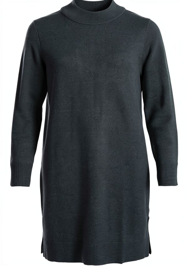 Vila Abito Donna Manica Lunga VIRIL Verde Nero Melange